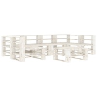 7 Piece Garden Pallet Lounge Set Wood White vidaXL