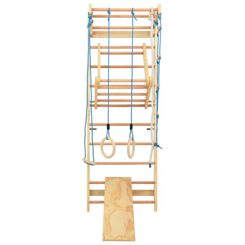 Buy Indoor Climbing Playset with Ladders Rings Slide Wood MyDeal