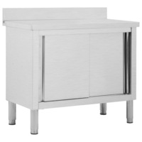 Work Table with Sliding Doors 100x50x(95-97) cm Stainless Steel vidaXL