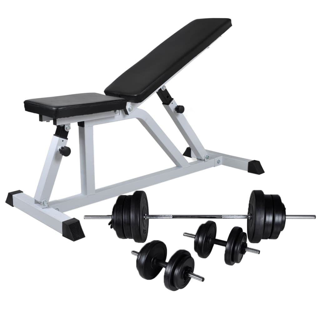Workout Bench with Barbell and Dumbbell Set 60.5 kg vidaXL