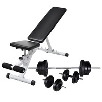 Workout Bench with Barbell and Dumbbell Set 60.5 kg vidaXL