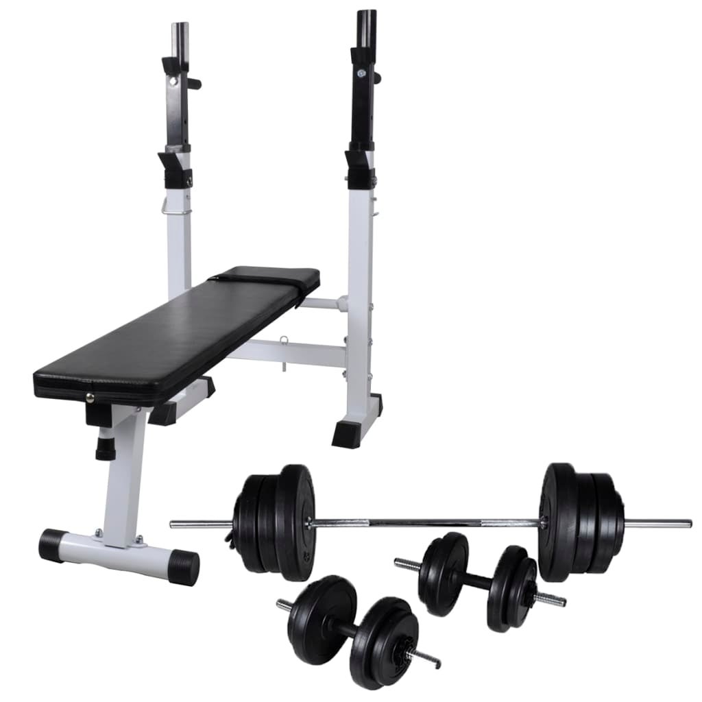 Workout Bench with Weight Rack Barbell and Dumbbell Set 60.5kg vidaXL