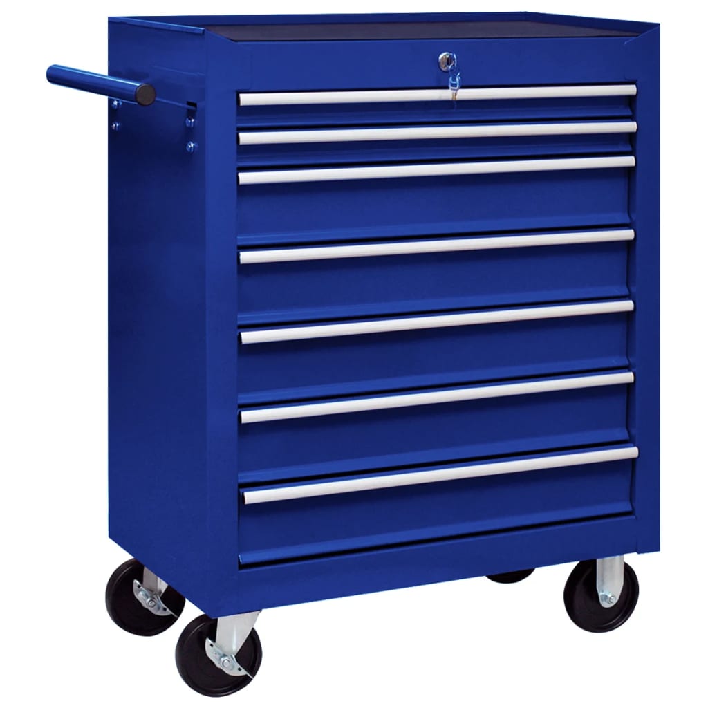 Workshop Tool Trolley Garage Cabinet with 5/7 Drawers Black/Blue vidaXL Australia