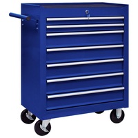 Workshop Tool Trolley Garage Tool Cabinet with 5/7 Drawers Black/Blue vidaXL