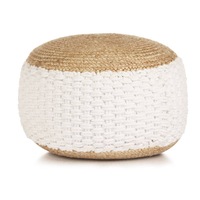 Woven/Knitted Pouffe Jute Cotton 50x35 cm White vidaXL