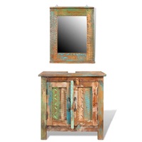 Reclaimed Solid Wood Bathroom Vanity Cabinet Set with Mirror vidaXL