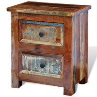 Nightstand with 2 Drawers Solid Reclaimed Wood vidaXL