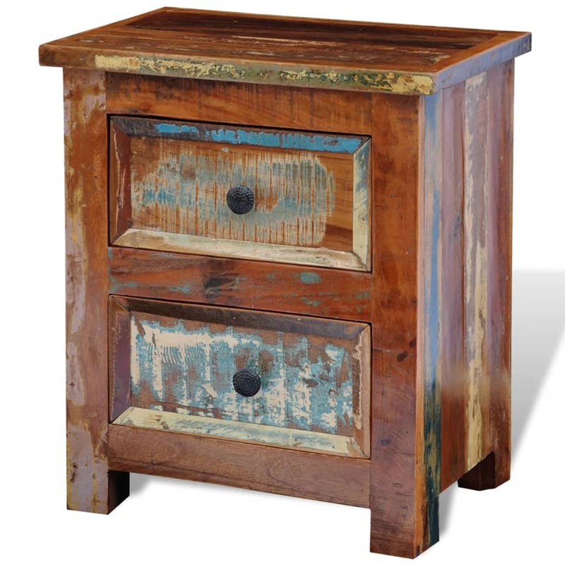 Vidaxl Solid Reclaimed Wood Nightstand With 2 Drawers Cabinet Side End Table Buy Bedside Tables 8718475916192