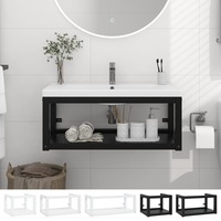 Wall-mounted Bathroom Washbasin Frame Iron Black/White Multi Sizes vidaXL