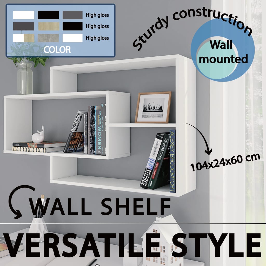 Wall Shelves Chipboard Floating Storage Display Rack Multi Colours