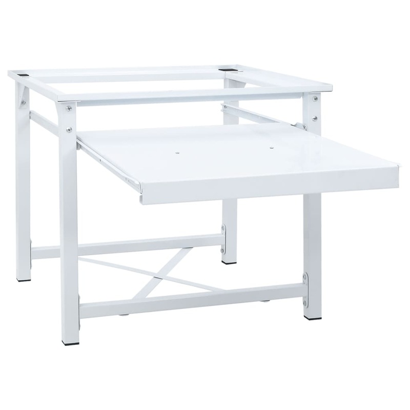 vidaXL Washing Machine Pedestal with PullOut Shelf White Tumble