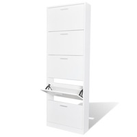 White Wooden Shoe Cabinet with 5 Compartments vidaXL