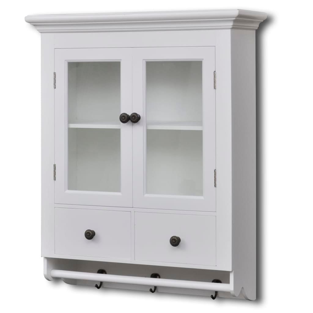 Wooden Kitchen Wall Cabinet with Glass Door White vidaXL