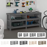 Work Bench Garage Warehouse Working Table Storage Shelf Solid Wood Pine vidaXL