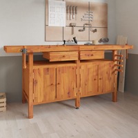 Workbench with Drawers and Vices 192x62x83 cm Solid Wood Acacia vidaXL