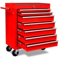 Workshop Tool Trolley 7 Drawers Red vidaXL