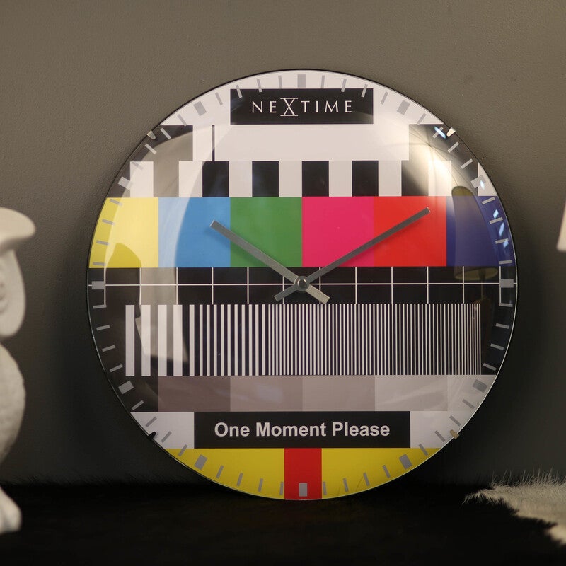 NeXtime Silent Dome Glass Testpage Wall Clock - Multicolour - 35cm