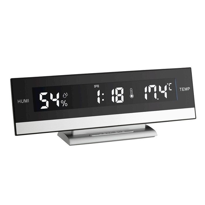 TFA Germany Silent Digital Alarm Clock w/ Room Climate - 24x9cm