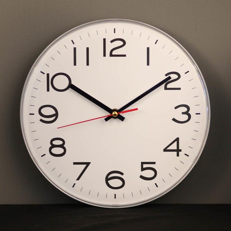 TFA Germany Slimline Silver Wall Clock - 28cm