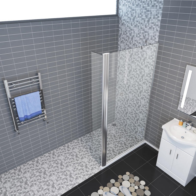 Buy Walk In Shower Enclosure with Flipper Panel 800mm MyDeal