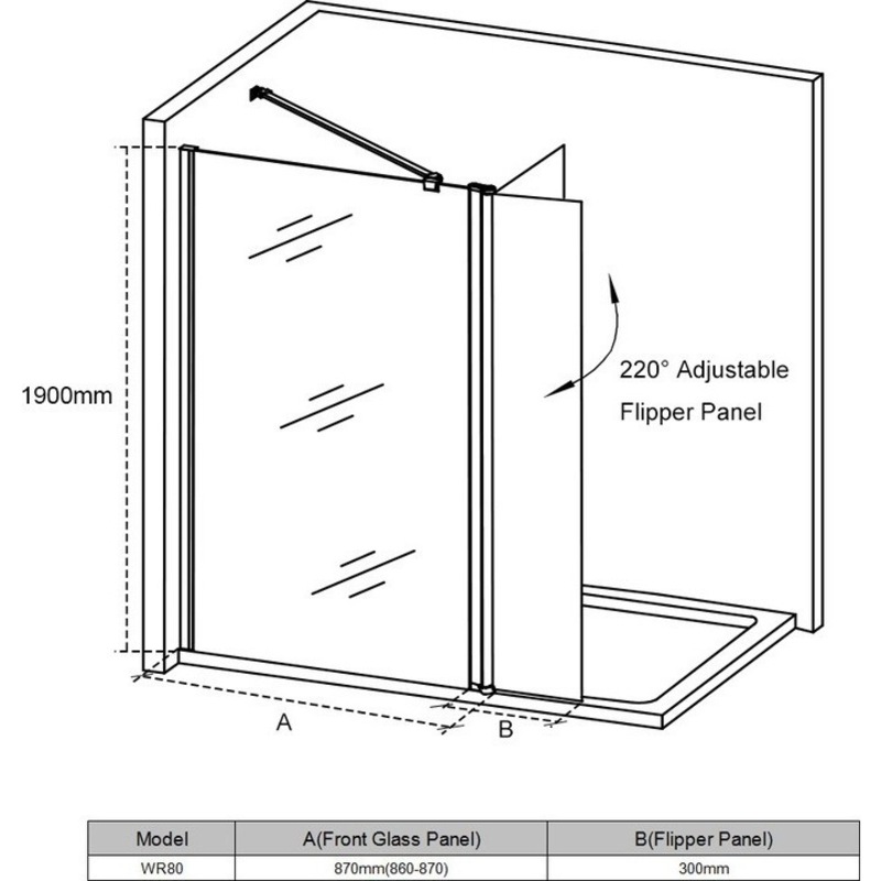 Buy Walk In Shower Enclosure with Flipper Panel 800mm MyDeal