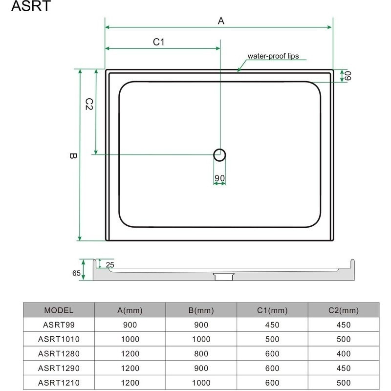 Buy Square Acrylic Shower Base in White 900x900mm MyDeal