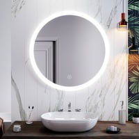 ELEGANT Round Bathroom Mirror 84x84cm Touch Switch Back&Front LED Light Wall Mirror