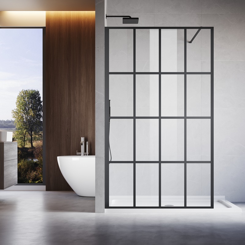 Buy ELEGANT 1000X2000mm Walk in Black Shower Screen Wet Room Bathroom