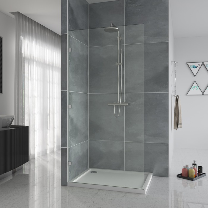 Shower Screen 1000x1000x2000mm Frameless Glass - MyDeal