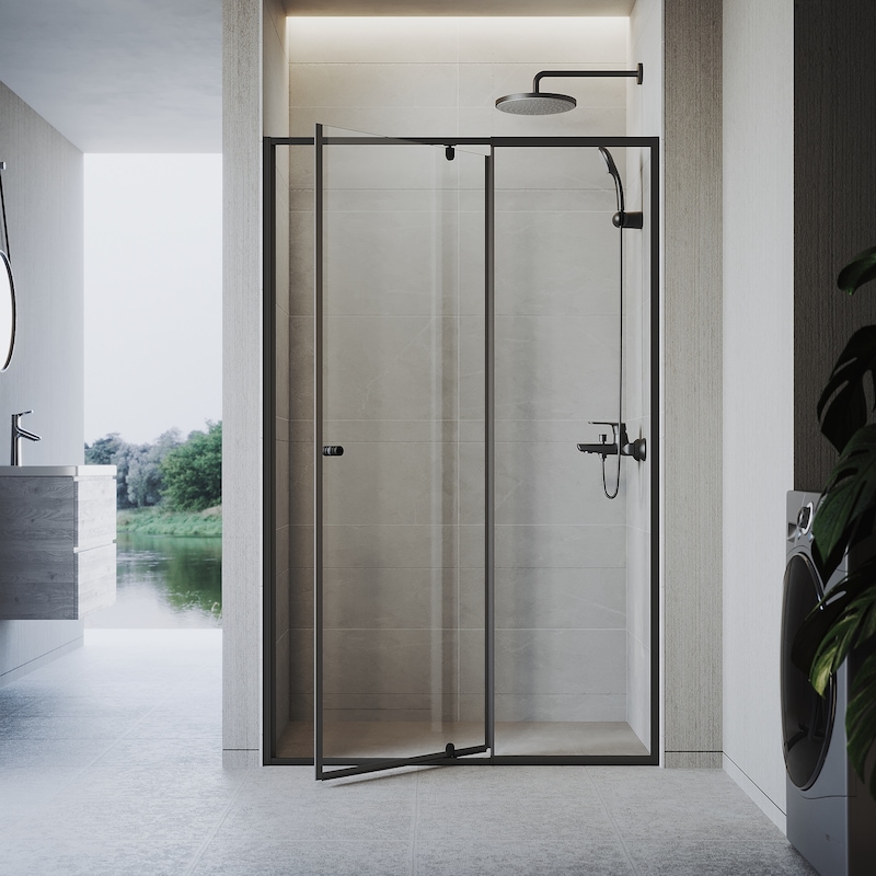 Buy ELEGANT 1200 x 1900mm Shower Enclosure Screen Bathroom Matte Black ...