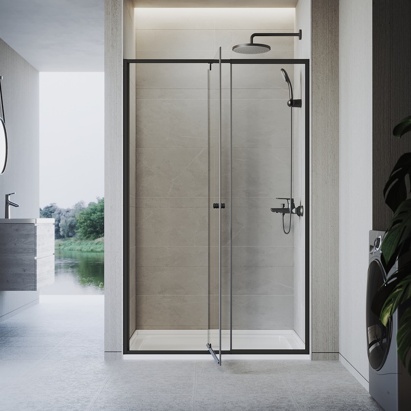 Buy ELEGANT 1200 x 1900mm Shower Enclosure Screen Bathroom Matte Black ...