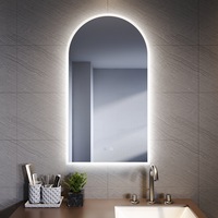 ELEGANT White Framed Arched Mirror Backlit LED Anti-Fog Bathroom Mirror Wall-mounted 500x900mm Adjustable Light Touch Switch