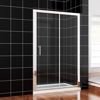 ELEGANT Black Framed Shower Screen Wall to Wall Sliding Door 1100x1900mm