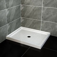 ELEGANT Square Extra Strong Acrylic Fiberglass Shower Base Tile Over Anti-Skid Texture with Sliver Shower Waste 900x800mm