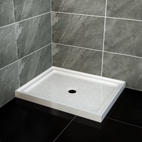 ELEGANT Rectangular Extra Strong Acrylic Fiberglass Shower Base with White Shower Waste 1000x800mm