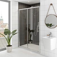 ELEGATN Silver Framed Shower Screen Wall to Wall Sliding Door 1400x1900mm