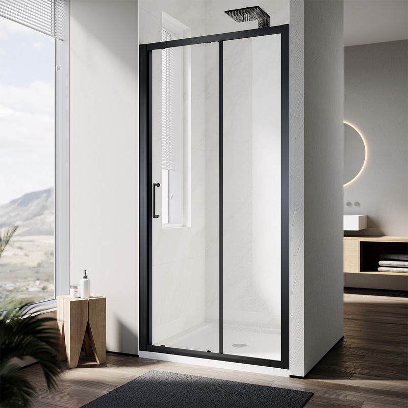 Buy Sliding Door Matt Black Frame Shower Screen with 8mm Tempered Glass