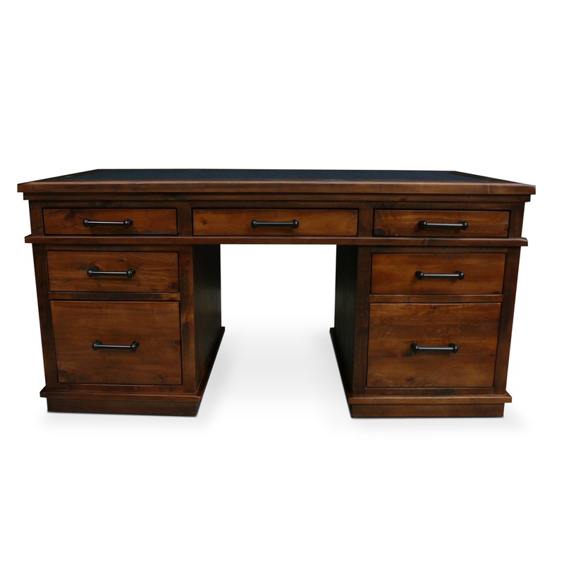 Buy Beckett Rustic Solid Timber Office Desk - MyDeal