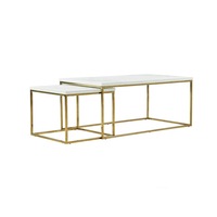 Celine Coffee Table Set Elegant Living Room Table Set with Modern Finish Marble White
