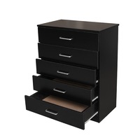 5 Drawer Chest of Drawers Practical and Elegant Tallboy with Smooth Drawer Slides Black