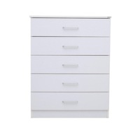 5 Drawer Chest of Drawers Spacious and Modern Tallboy Storage with Metal Handles White