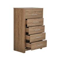 Jason 5 Drawer Tallboy Stylish Wooden Chest of Drawers with Strong Storage Space Dark Oak