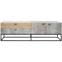 Jay TV Stand Modern and Sturdy MDF Frame TV Cabinet with Shelves and Metal Legs Cement Dark Oak