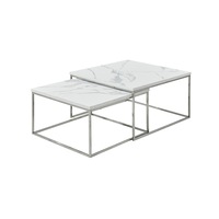 Karma Coffee Table Set Luxurious and Modern Square Table Set for Living Room Marble White
