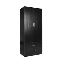 Redfern 2 Door 2 Drawer Melamine Laminate Board Wardrobe with Spacious Hanging Area Black