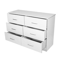Redfern Lowboy 6 Drawer Chest Sleek and Spacious Storage Cabinet for Bedroom Style White