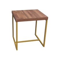 Shaan End Table Stylish and Compact Design with Gold Accents Walnut and Gold
