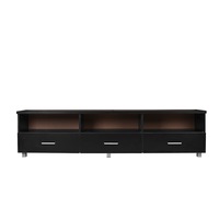 Tech 3 Drawers 3 Shelves Entertainment TV Unit in Black, 1.8M Wide