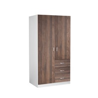Zetland Wardrobe 2 Door with 3 Drawers Elegant Storage Cabinet with Hanging Rail White