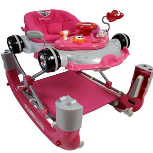 Racing Car 4-in-1 Baby Walker & Rocker - Pink